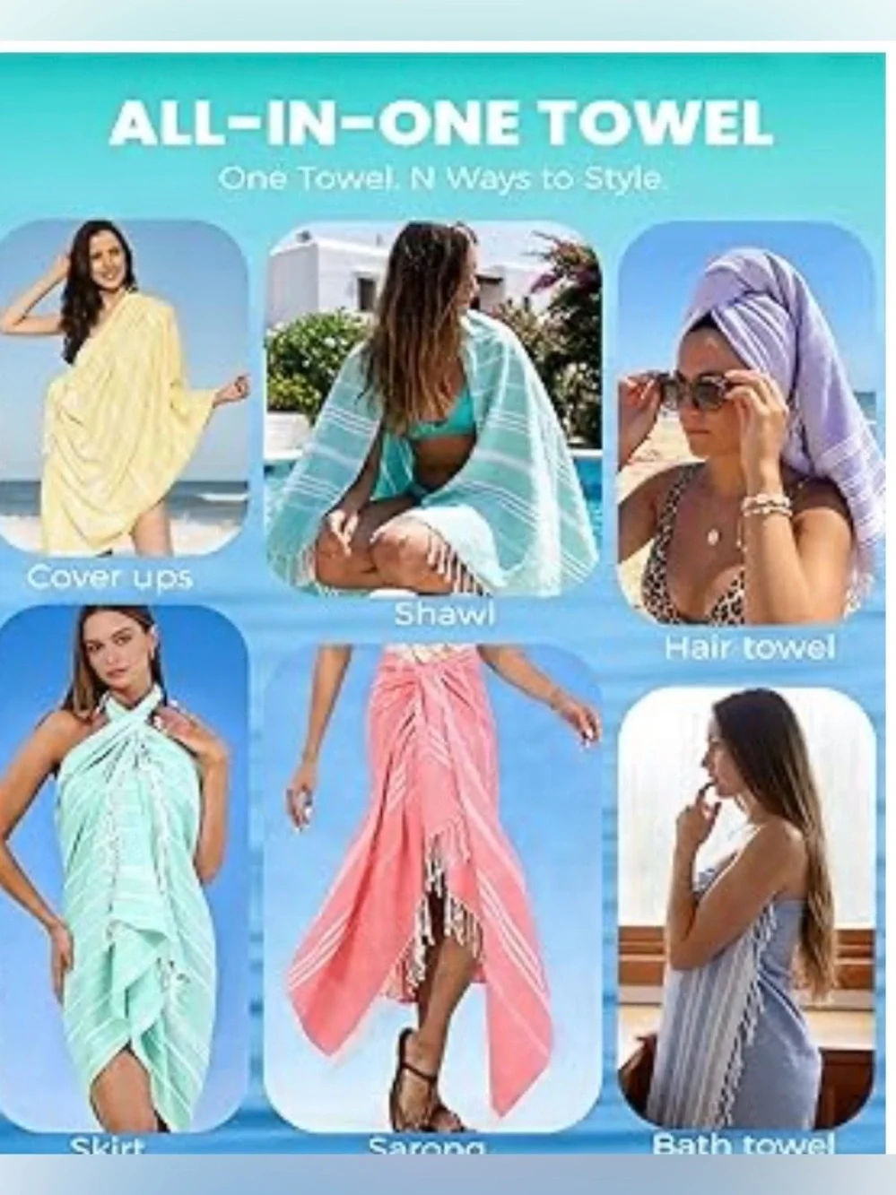 NEW Genovega Turkish Beach Towel Travel Vacation Essentials Quick Dry Sand Free